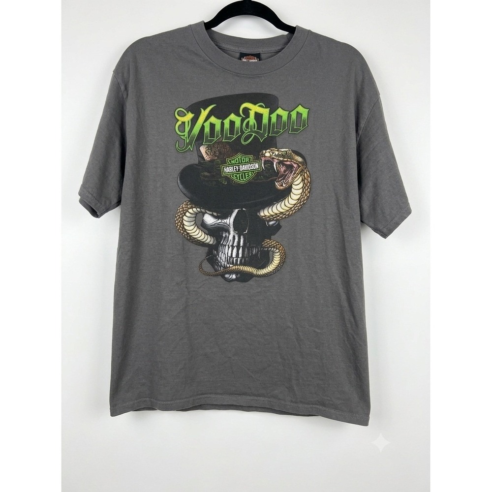 Harley-Davidson Voodoo New Orleans T-Shirt XL Gray Skull Snake French Quarter